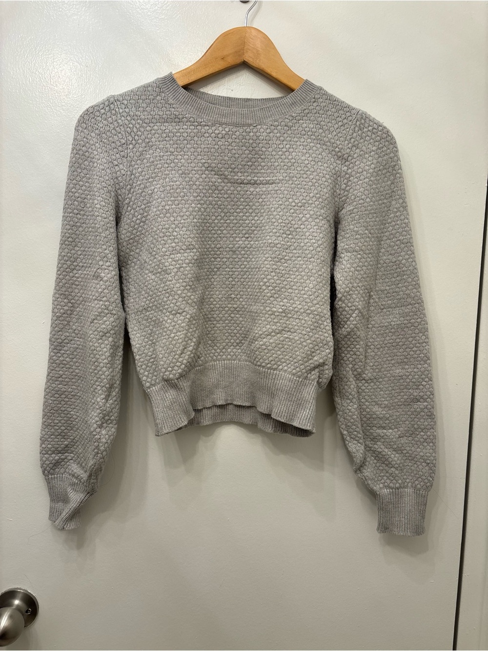 Simons Light Gray Textured Crewneck Sweater